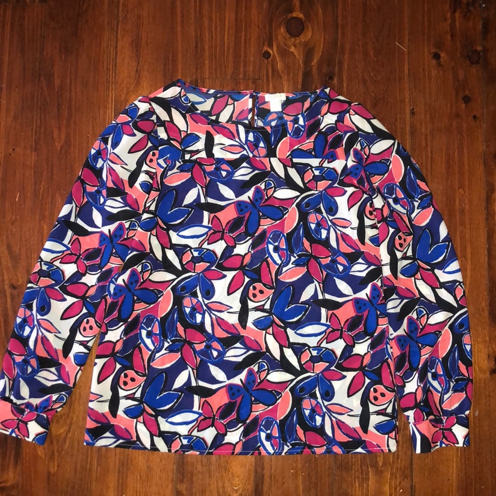J Crew Factory Abstract Floral Blouse